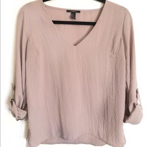 Forever 21 dusty pink mauve rolled sleeve blouse